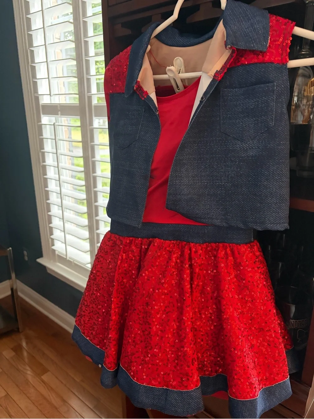Weissman Red and Blue Sequin Western Star Costume with Red Hat